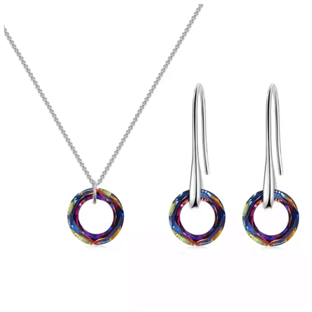 Swarovski Crystals Facted Round Necklace Set - Picture 3 of 5